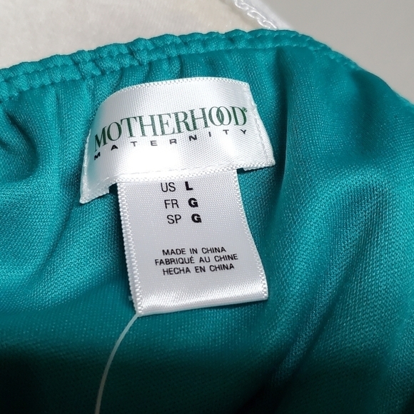 Motherhood Maternity Turquoise Black Pink Colorblock Pleated V-neck Mini Dress - Picture 12 of 13